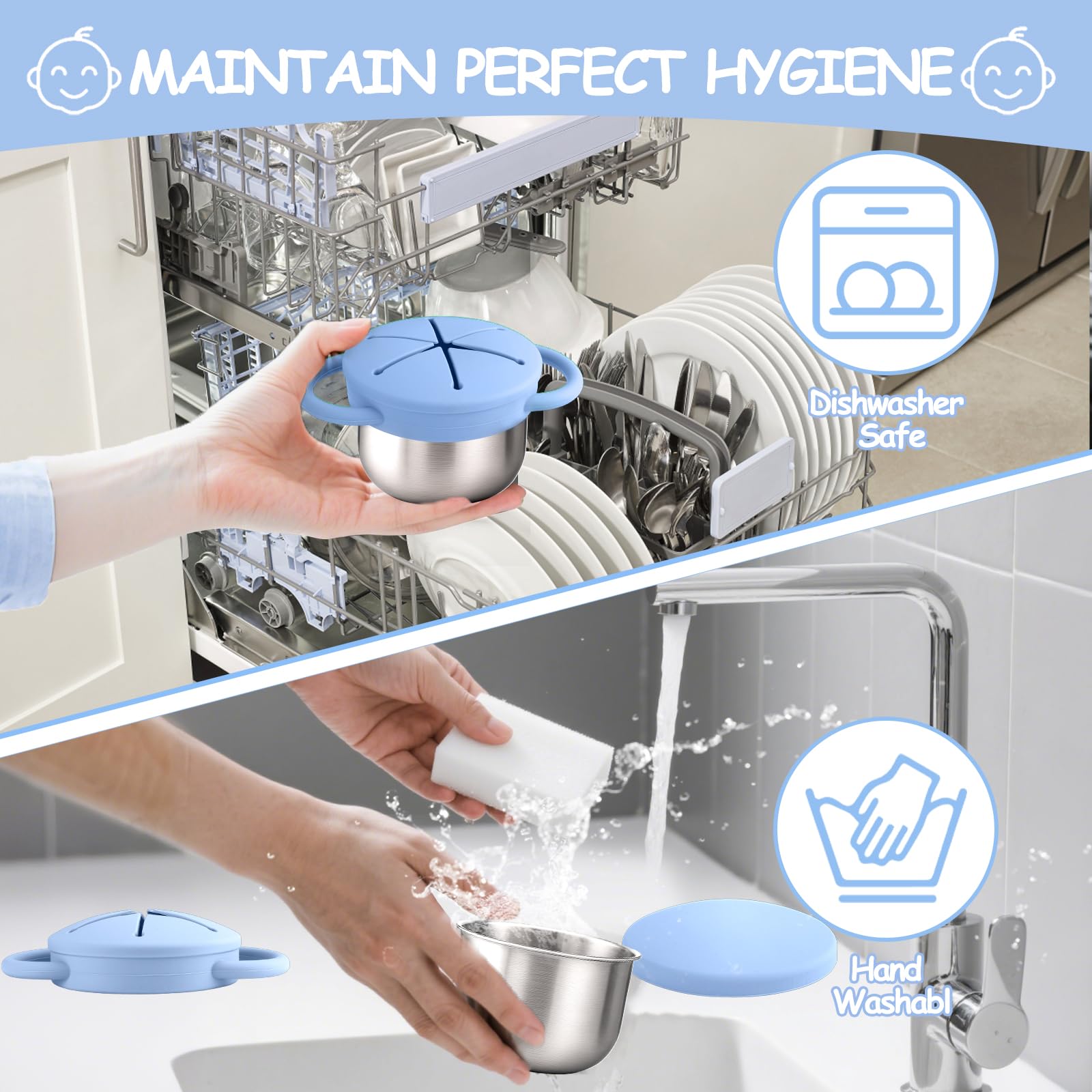 Mity rain no-spill design helps minimize mess in bags and strollers.