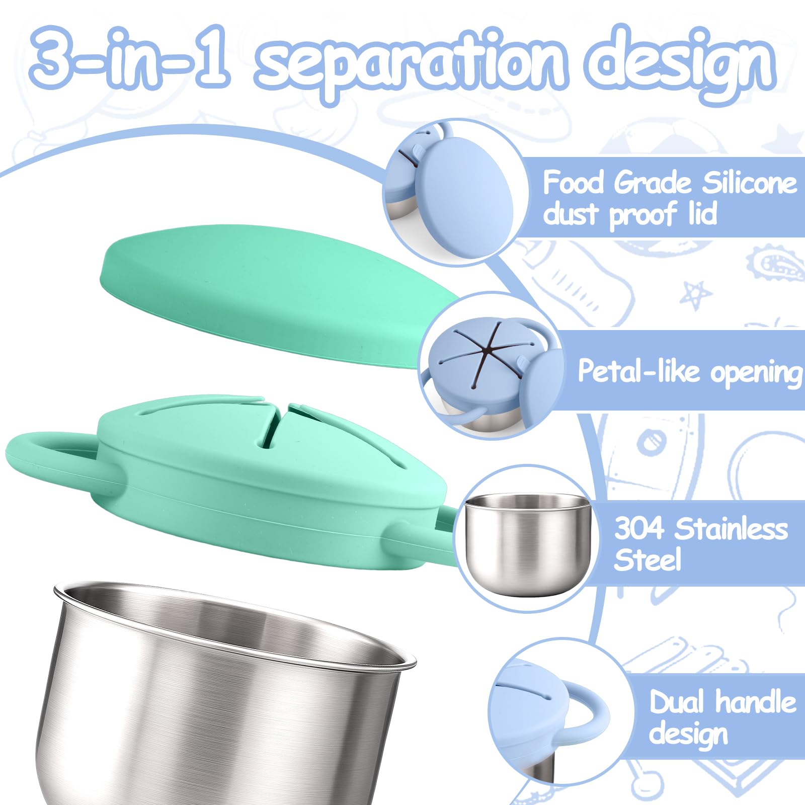 Mity rain petal-opening silicone lid for easy toddler access