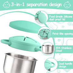 Mity Rain petal-opening lid for easy toddler access and quick snacks.