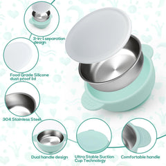 Mity rain protective silicone lid fits bowls securely for travel and storage.