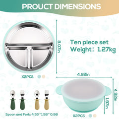 Mity rain silicone kid bowl with lid resists stains and supports self-feeding.