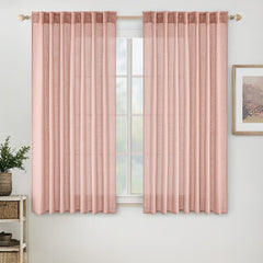 MIULEE Blush Pink Linen Curtains front view showing soft color and fabric texture.