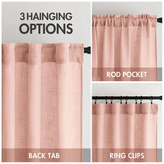 MIULEE Blush Pink Linen Curtains back-tab top style demonstration.