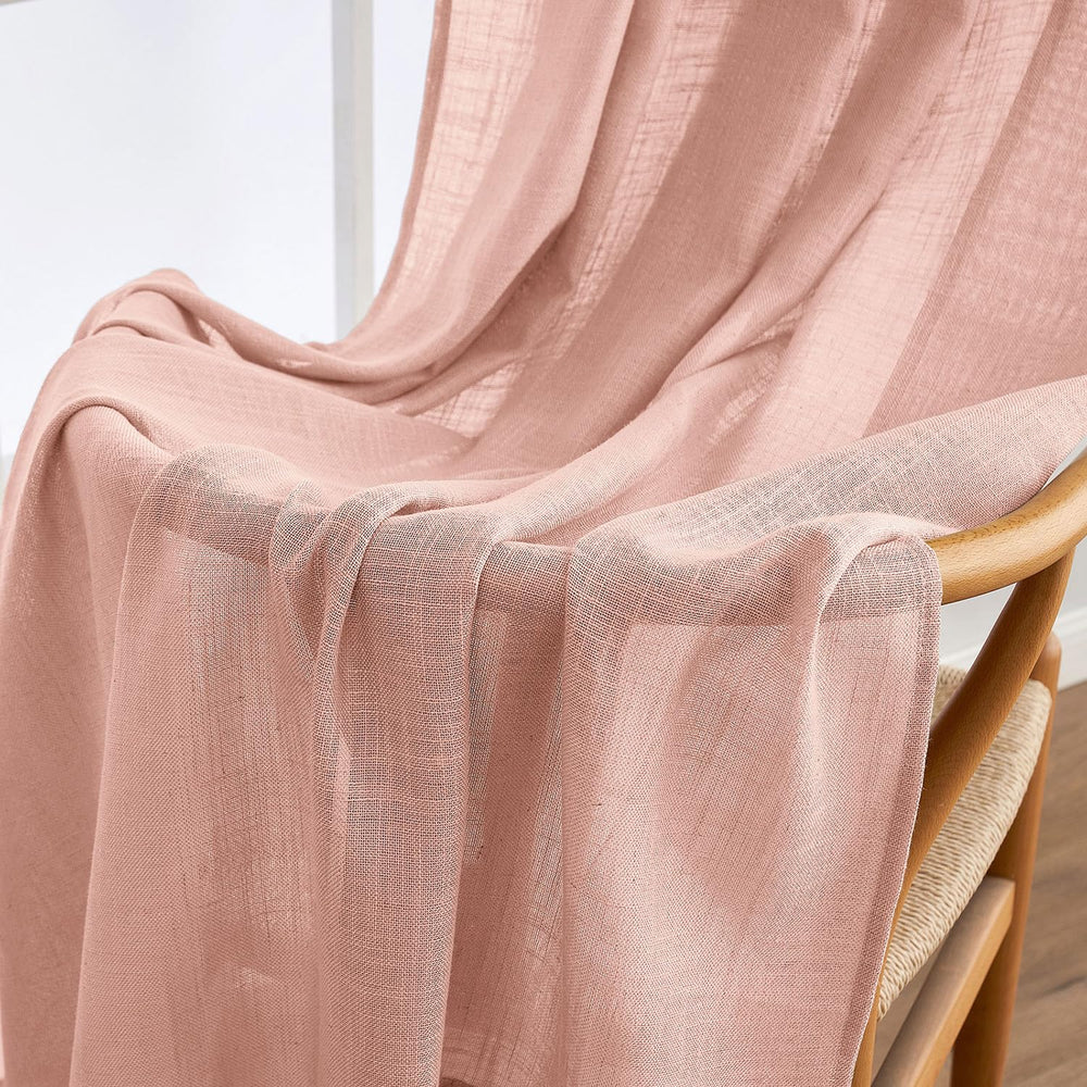 MIULEE Blush Pink Linen Curtains nursery setting with soft, safe light.