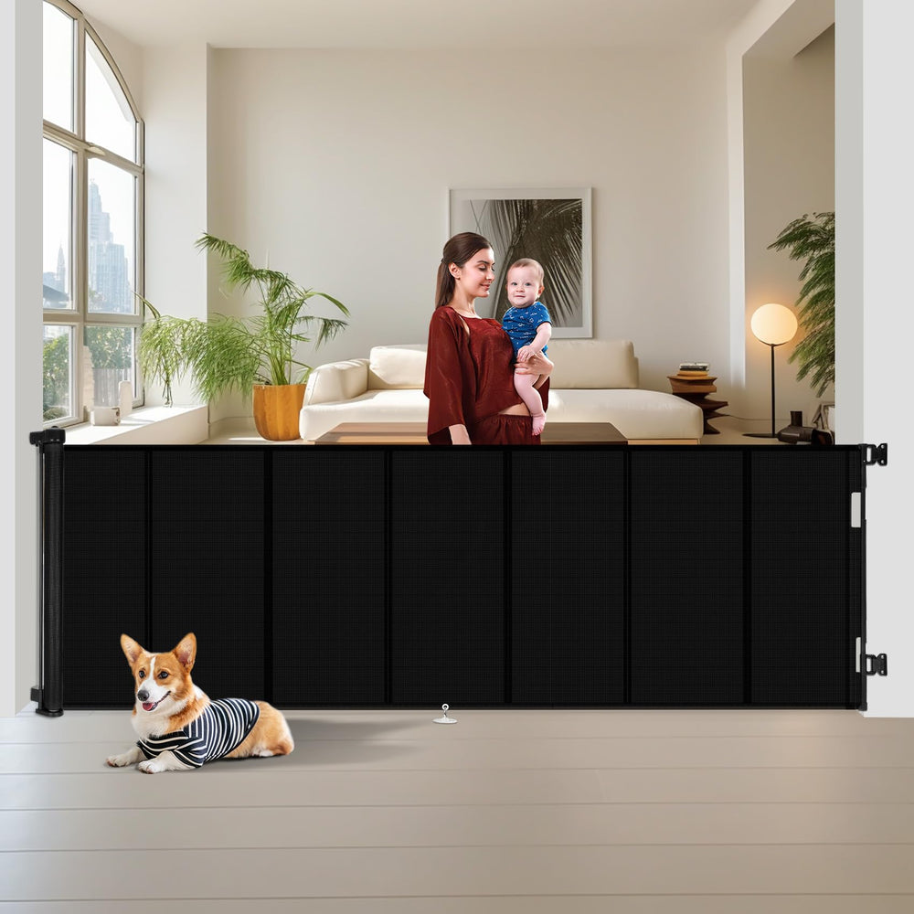 Miumoon retractable baby gate with reinforced fiber bars for stability