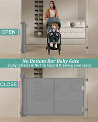 Miumoon retractable gate no bottom bar reduces trip hazards at threshold.