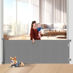 Miumoon retractable gate top view showing wide stair safety and quick setup