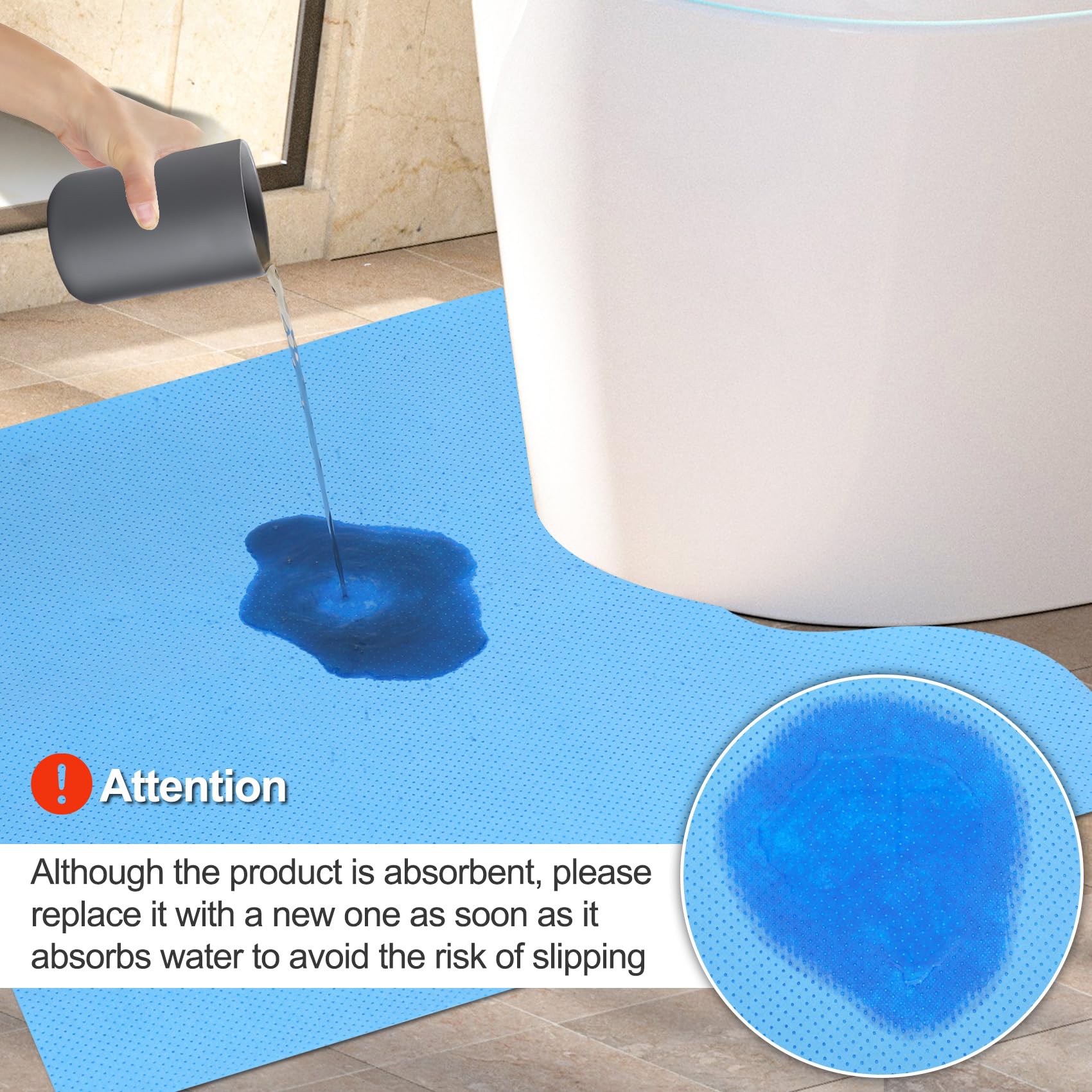 Miumoon toilet mats demonstrate fast absorption to keep surfaces drier.