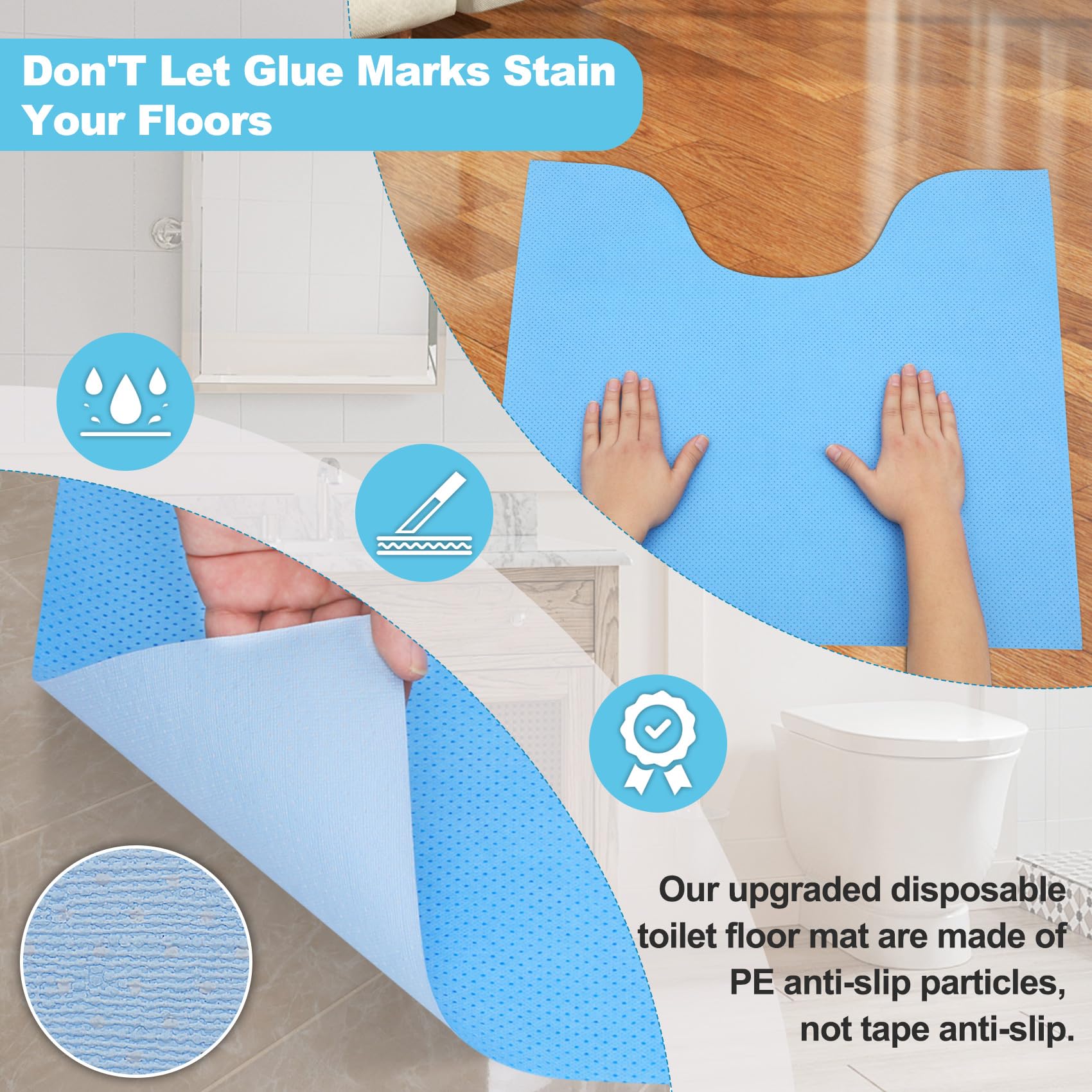 Miumoon mats cut-to-fit for various toilet shapes without losing grip.