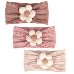 MIUXUESO beige baby flower headband with gentle stretch for growing babies