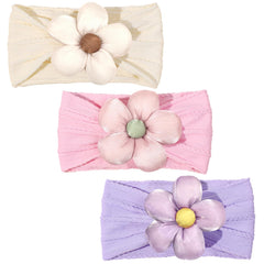 MIUXUESO pink flower headband with gentle elasticity for newborns.