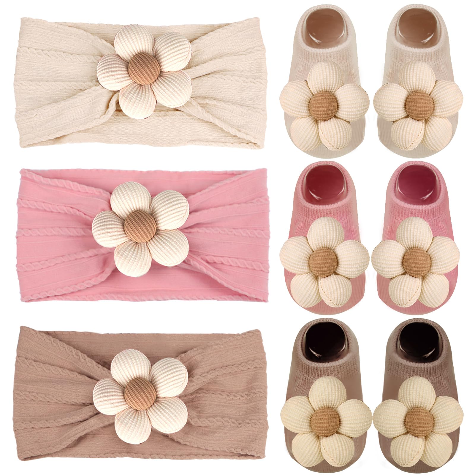 MIUXUESO beige flower headbands for adorable photoshoots