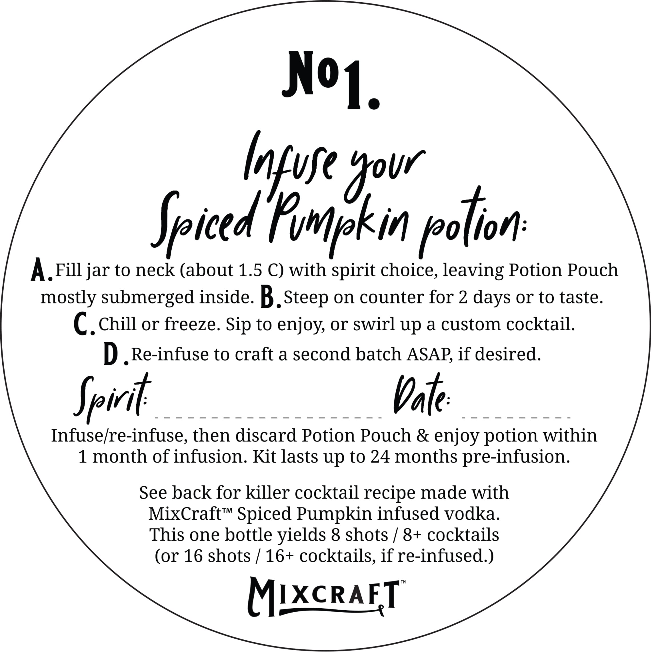 Recipe card guides you to craft balanced infusions