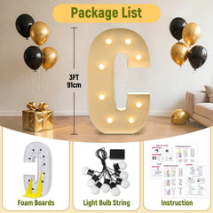 Mixifox 3FT marquee letters C with back stand for stable indoor use.