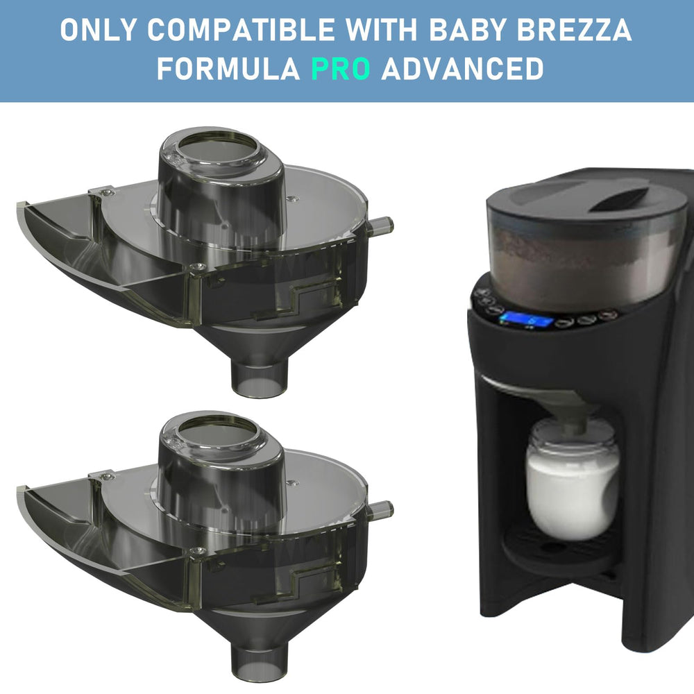 Mixzeny easy-install funnel demonstrating quick setup with compatible Baby Brezza models.