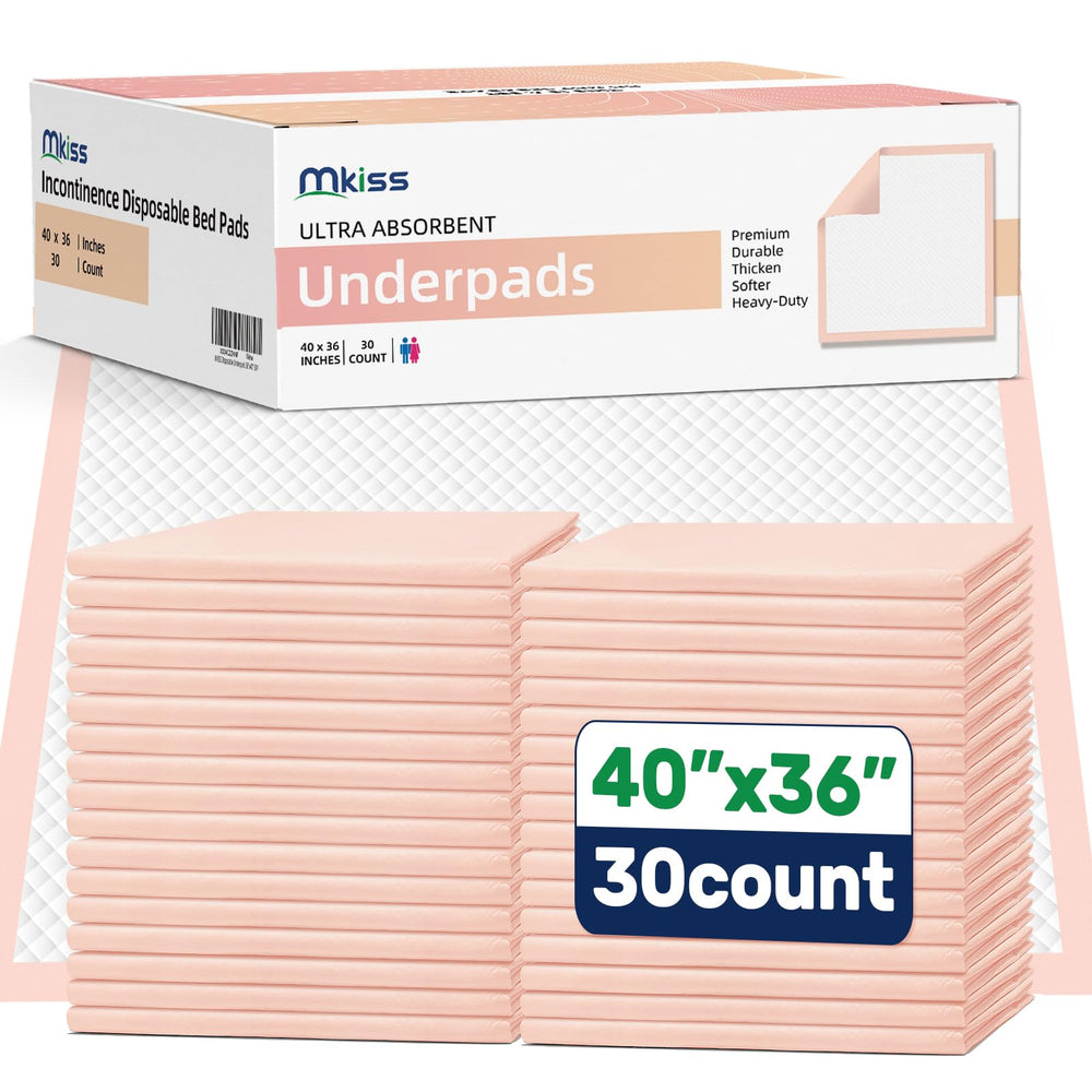 MKISS bed pad 40x36 flat lay shows full coverage for mattress protection