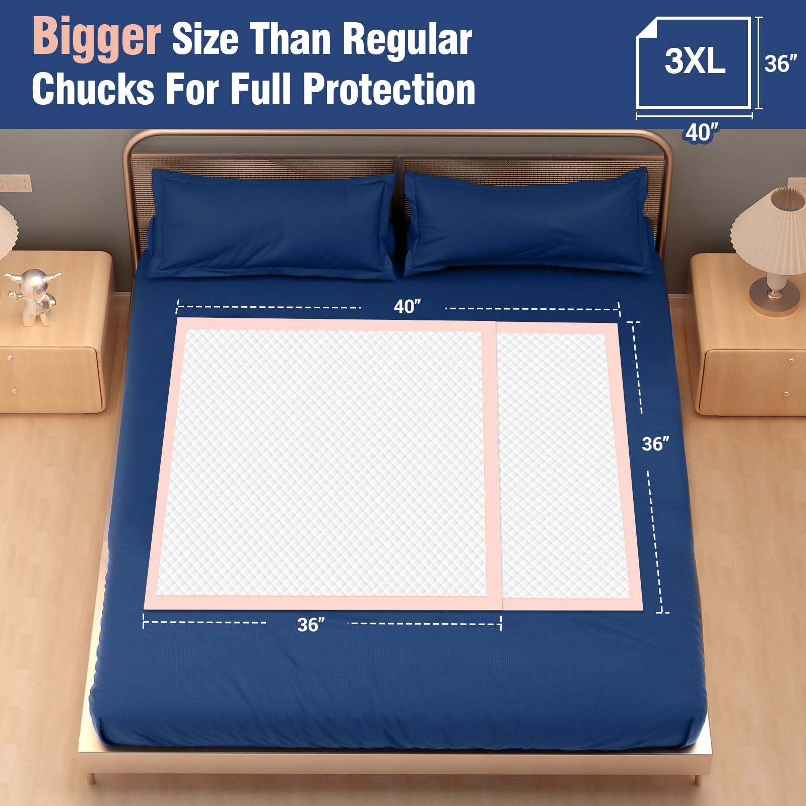MKISS heavy-duty disposable underpad guarding furniture from spills