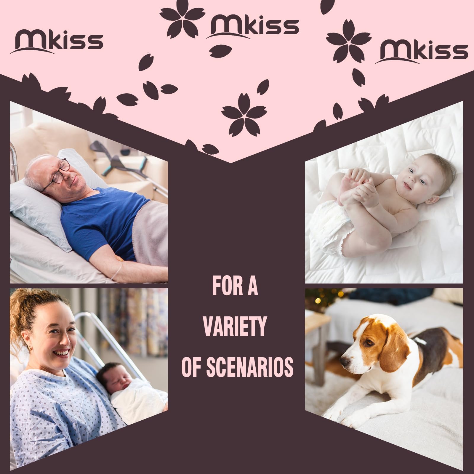 MKISS cherry blossom backing film adds visual appeal while protecting bedding.