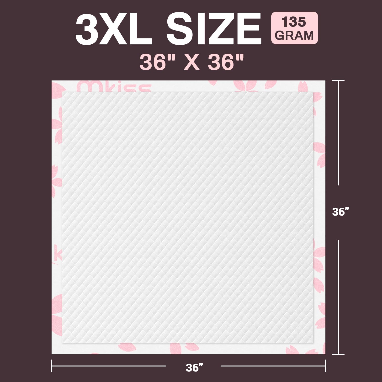 MKISS underpads showing tear-resistant back sheet for reliable protection during use.