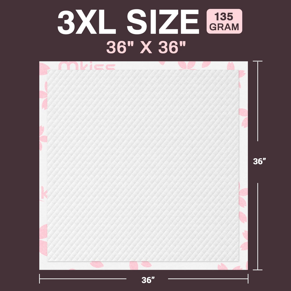 MKISS underpads showing tear-resistant back sheet for reliable protection during use.