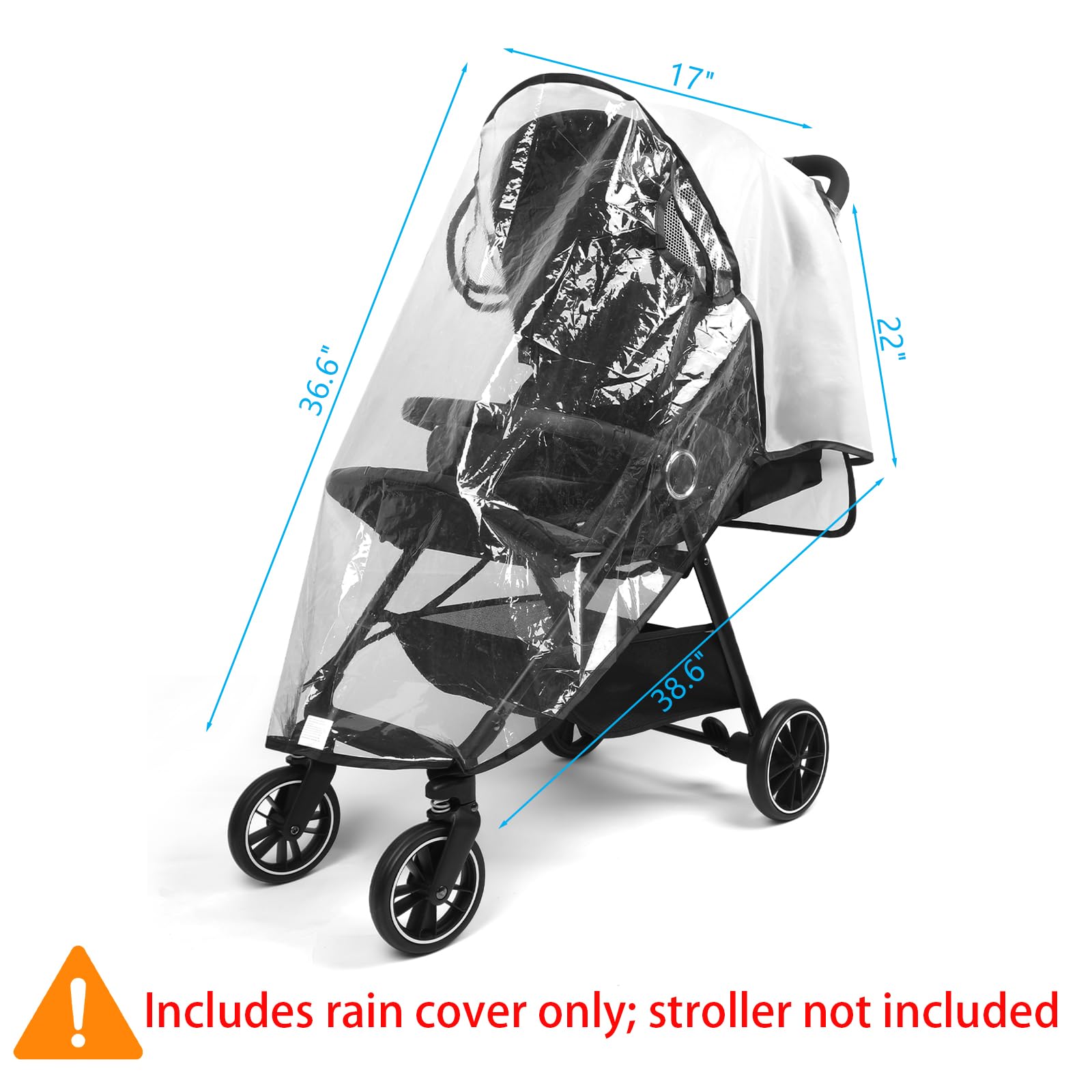 Mkobon universal-fit rain cover installs quickly on most strollers