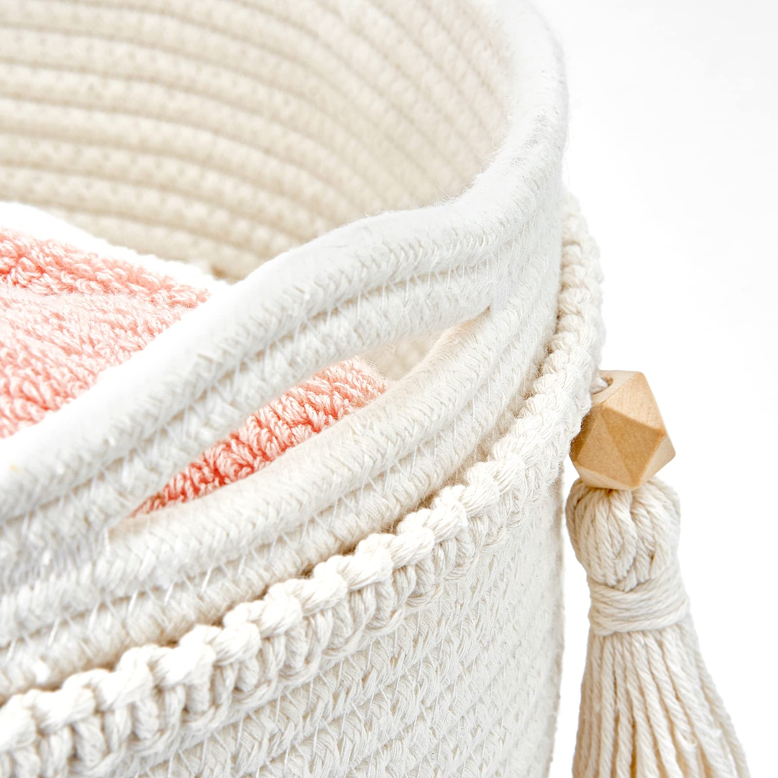Mkono macrame basket used as planter cover to elevate potted plants.