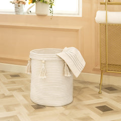 Mkono macrame basket close-up shows braided tassel detail and sturdy rope.
