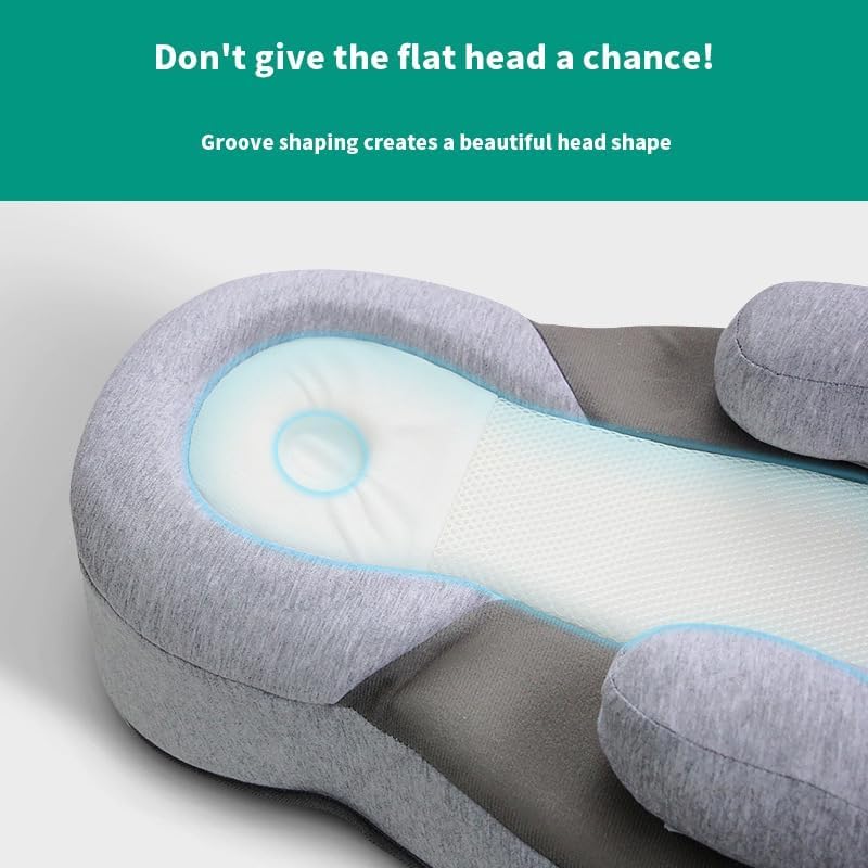 Non-slip base on MKXPWMKS Baby Wedge Pillow stays in place during feeding.