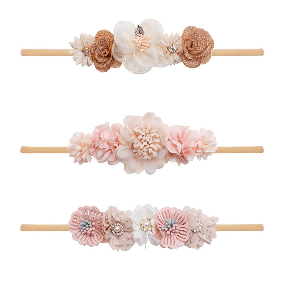 Mligril headband with flower bows for gentle newborn comfort