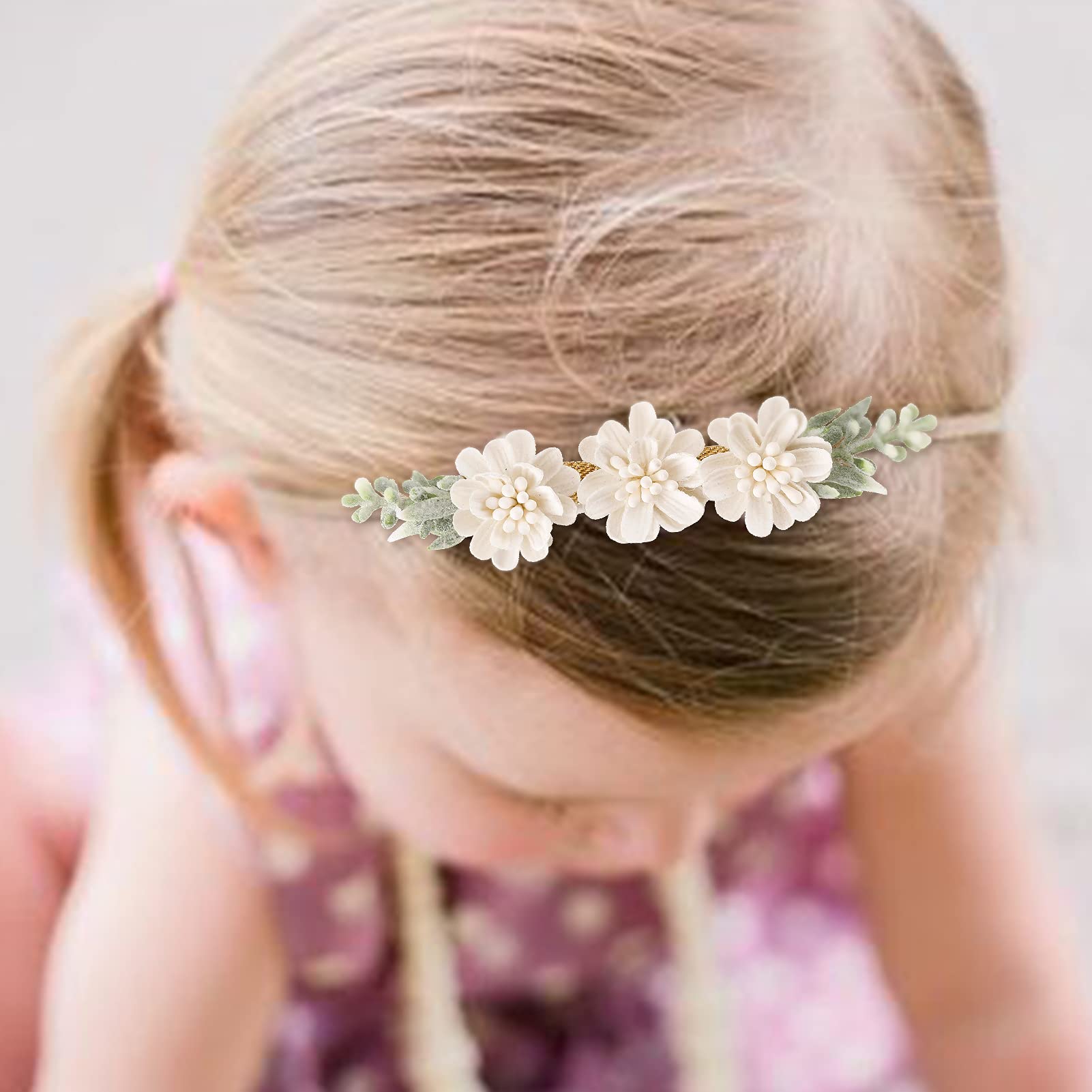 mligril baby girl headband with flower ornament on newborn photo