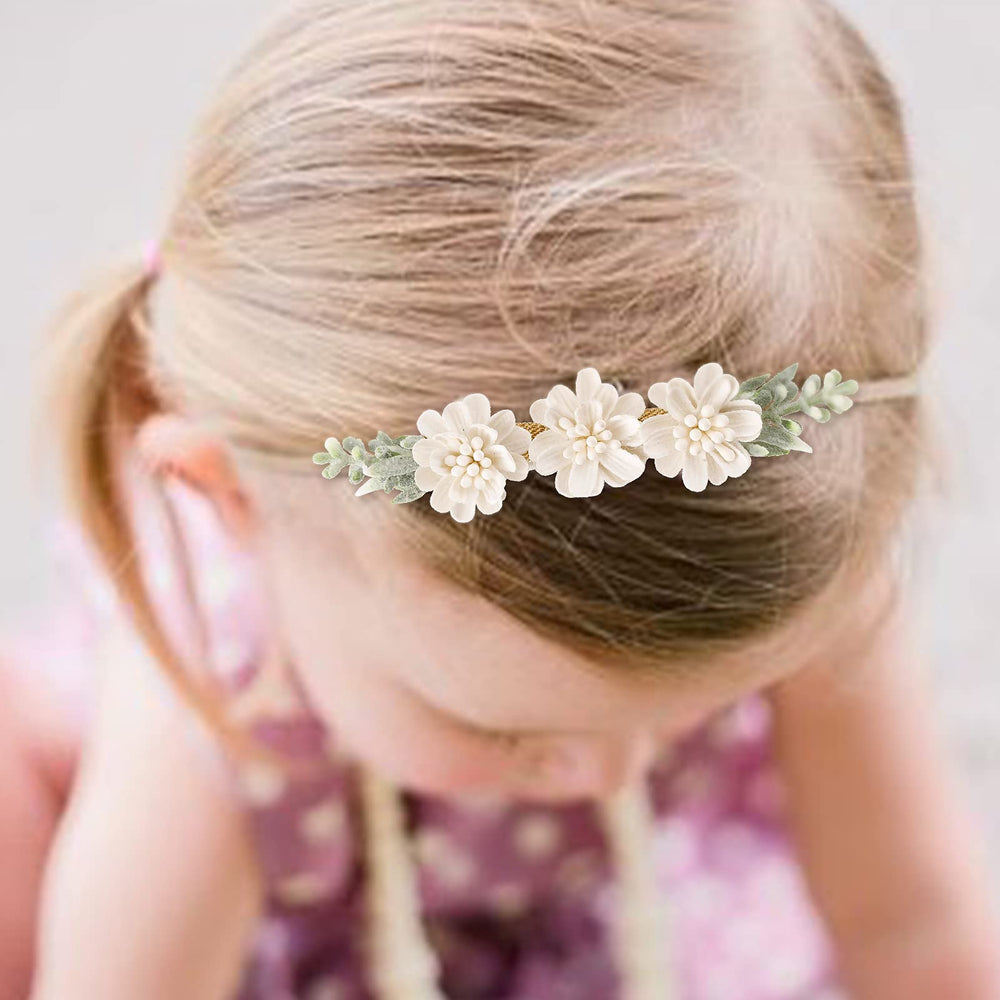 mligril baby girl headband with flower ornament on newborn photo