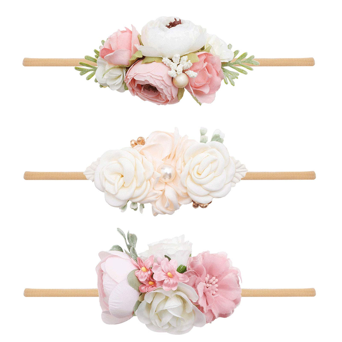 mligril baby girl nylon headband with a flower bow for all-day comfort