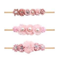 mligril baby girl nylon headband with flower bows, soft and stretchy for newborns