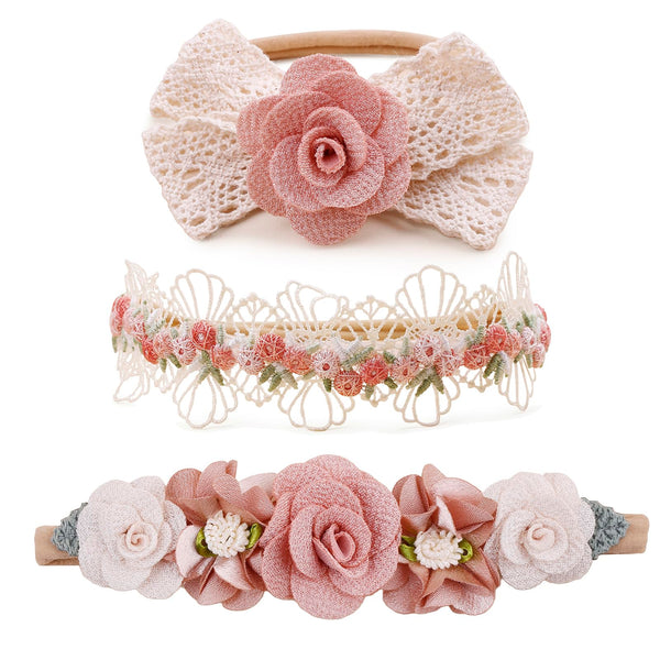 mligril baby girl nylon headbands with flowers for comfortable daily wear.