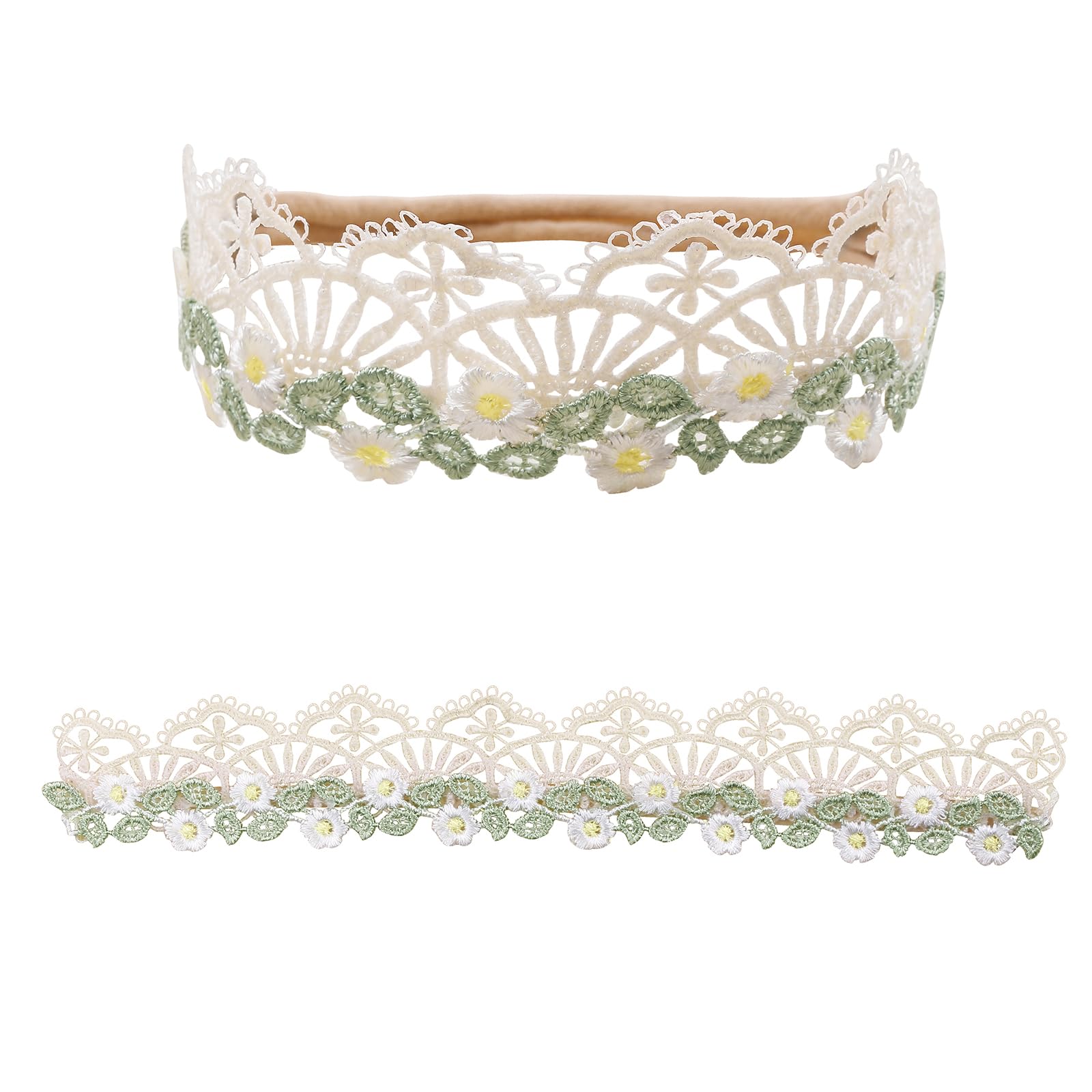 mligril baby headband with blue floral bow, adjusts for growth.