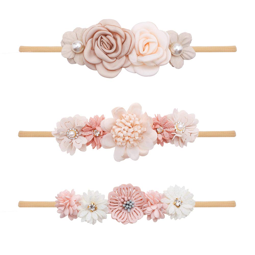 mligril baby headband with floral bow for newborns, soft elastic, comfortable all day