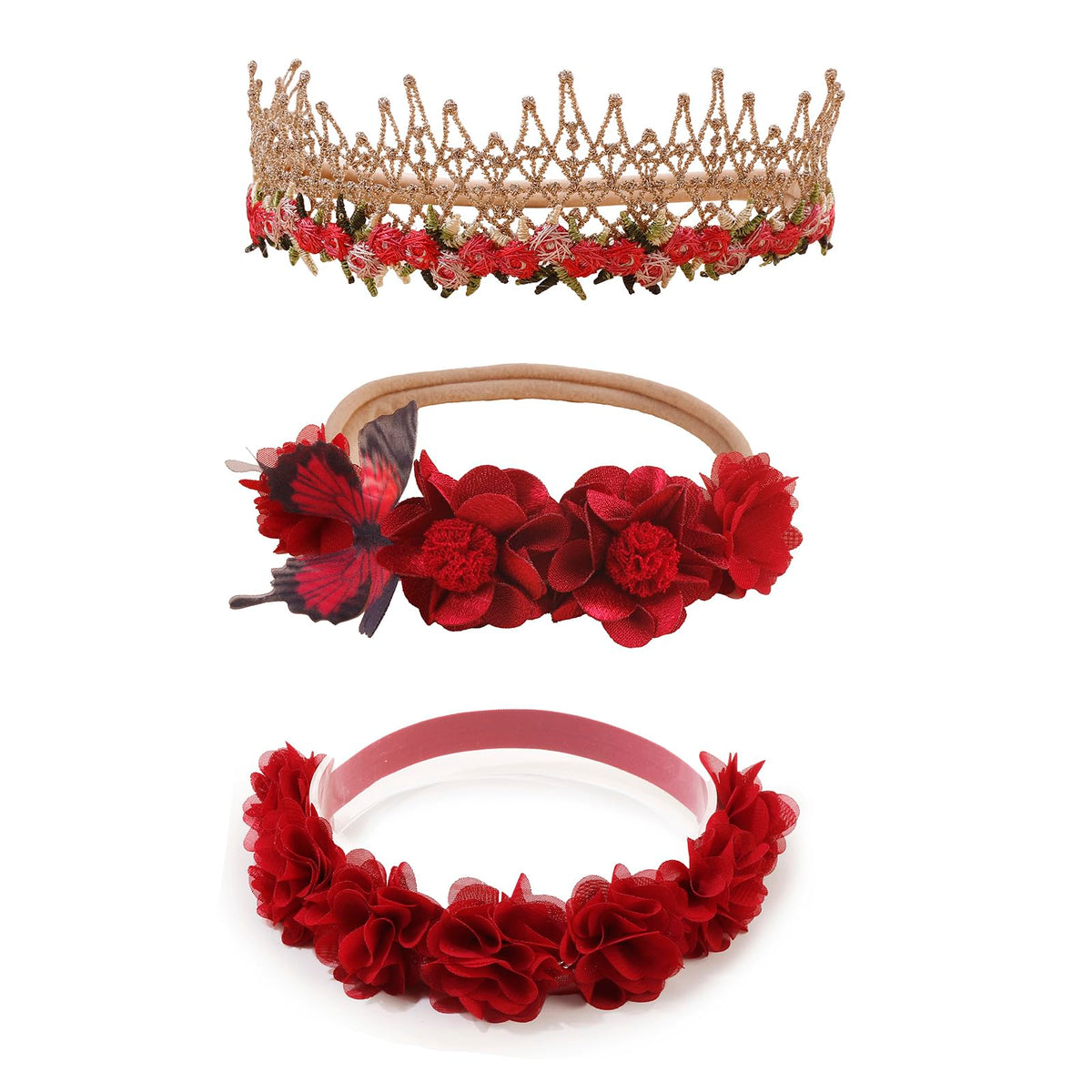 mligril baby headband with pink flower bows for ages 0-6 years