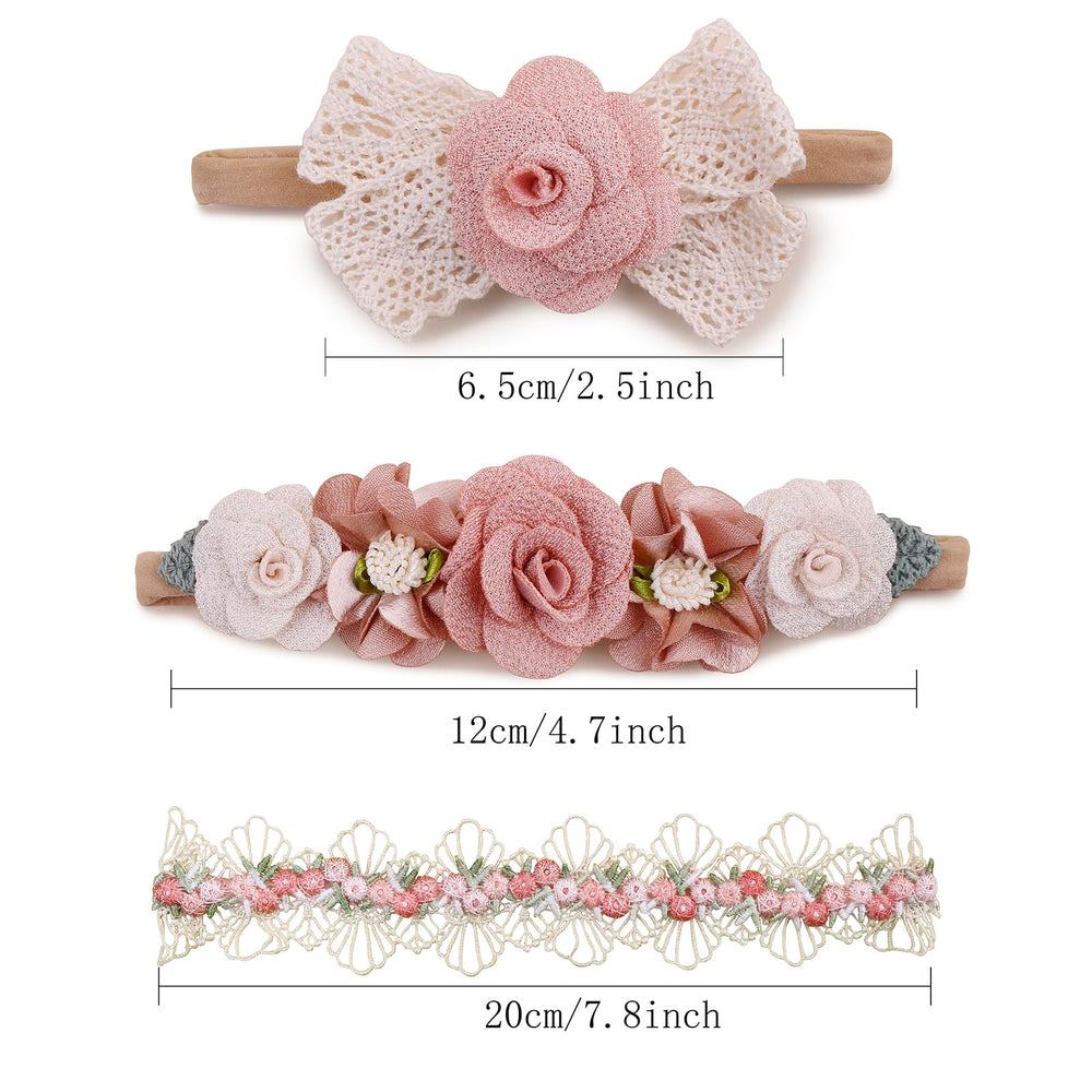 mligril baby shower look with floral headbands.