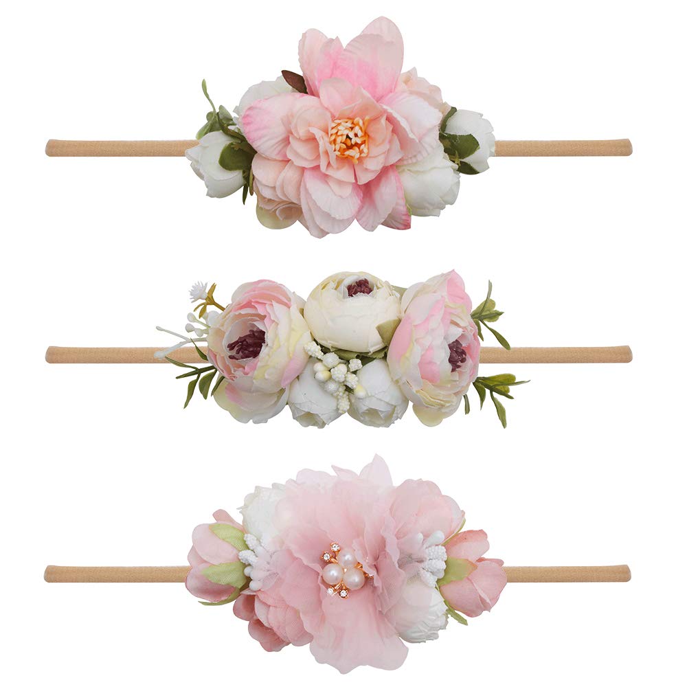 mligril floral headbands 3pc pack displayed with coordinated outfits for momories and photoshoots