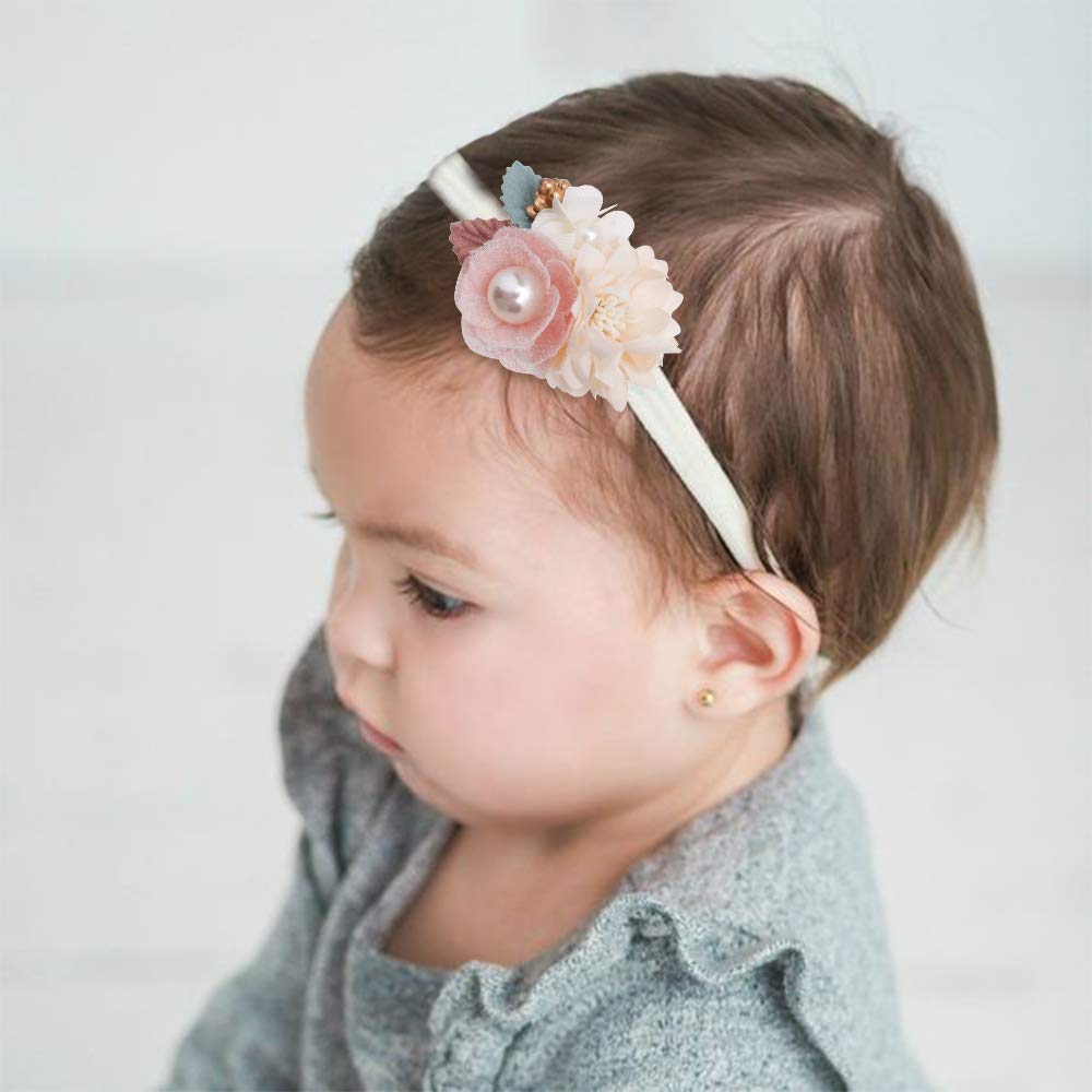 Mligril four-pack baby headbands, elastic and gentle on tiny heads for daily wear.