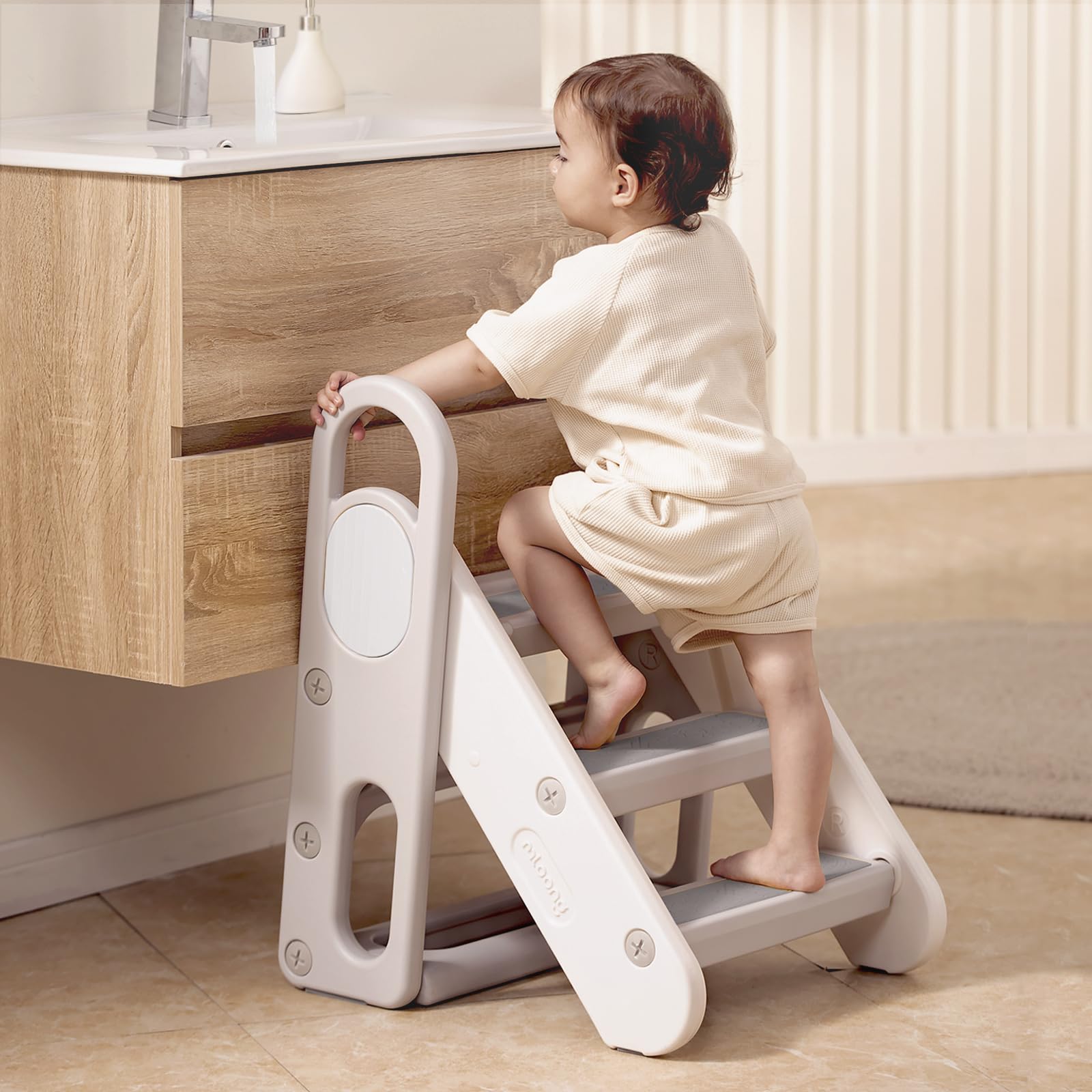 Mloong kids step stool at bathroom sink helps toddlers reach safely