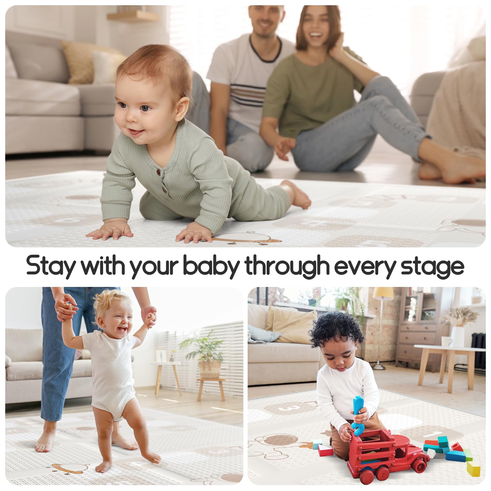 Mloong non-toxic XPE foam ensures a safe surface for babies.