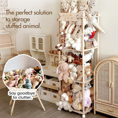 Mloong space-saving toy organizer in a nursery keeps plush toys off the floor.