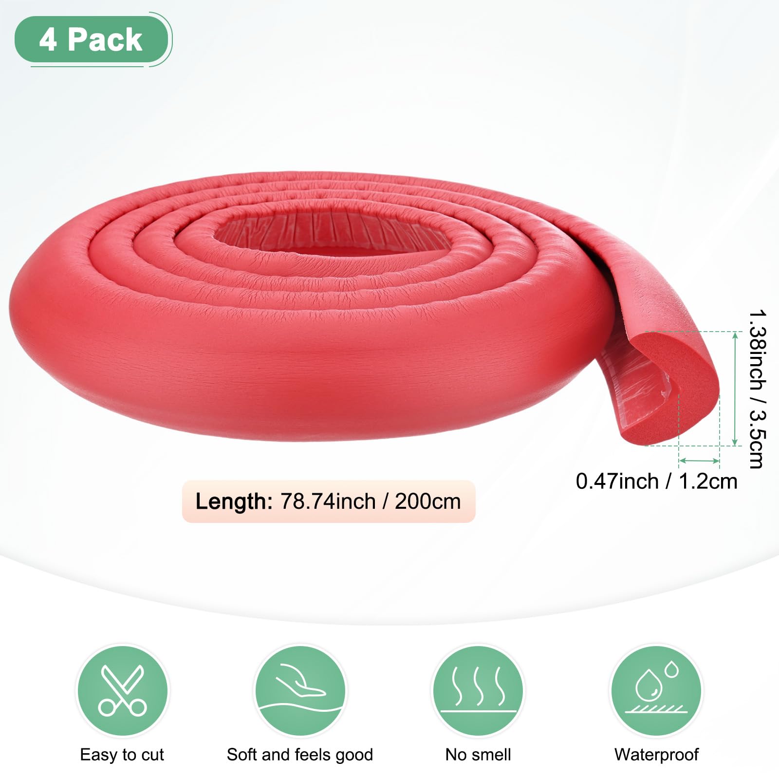 M METERXITY L-shape edge protector red on furniture corner.