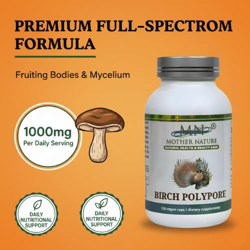Prebiotic fiber capsules paired with Birch Polypore for digestive balance