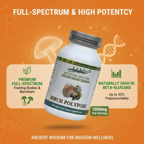 Mn Mother Nature USA-made organic, non-GMO vegan Birch Polypore capsules
