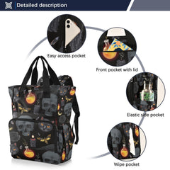 MNSRUU diaper bag front pockets offer quick access to phone and keys.