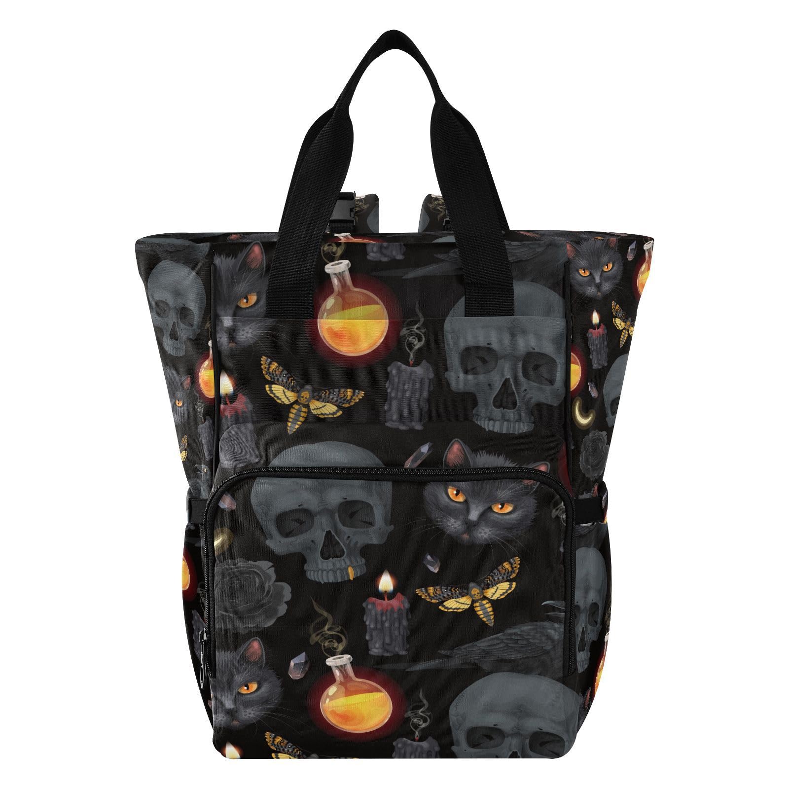 MNSRUU diaper bag grey skull backpack keeps baby essentials organized on the go.