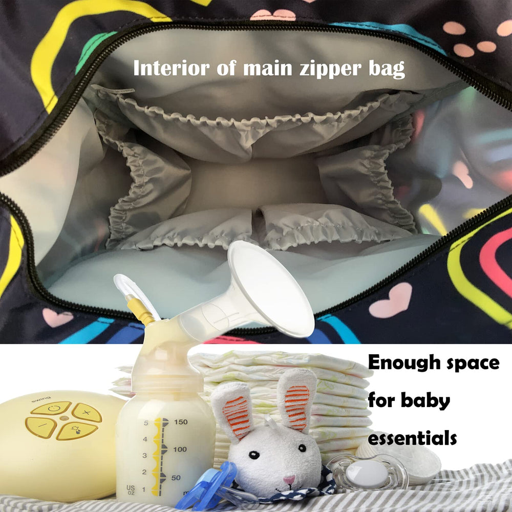 MNSRUU diaper bag top opening for quick spotting of essentials.