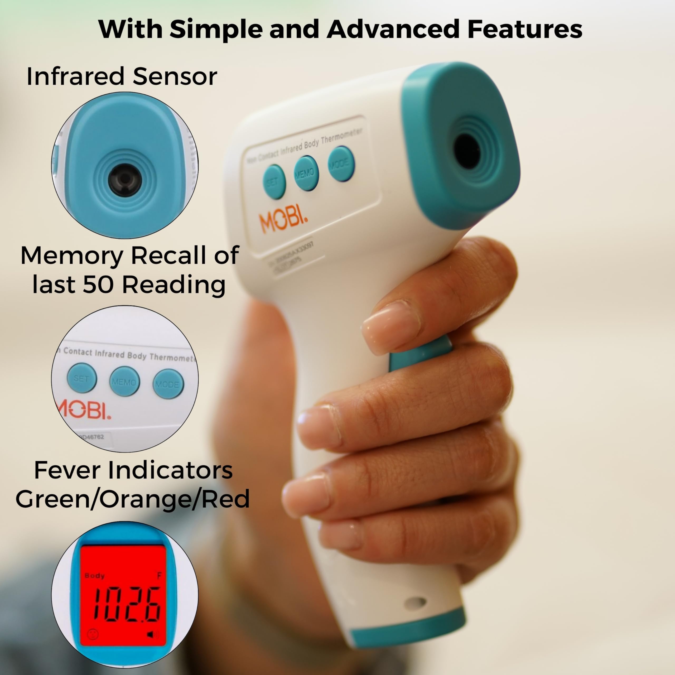 MOBI color-coded fever indicators aid quick interpretation.